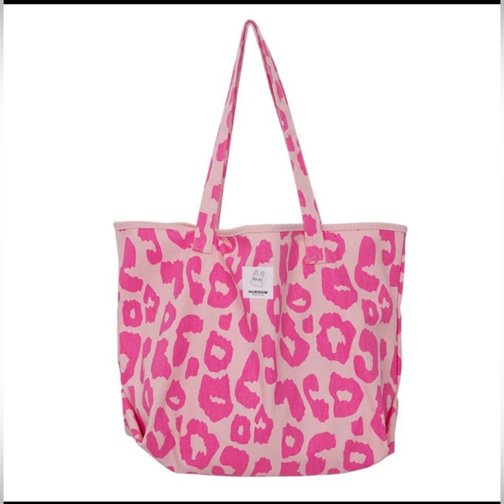 PINK LEOPARD PRINT CANVAS TOTE